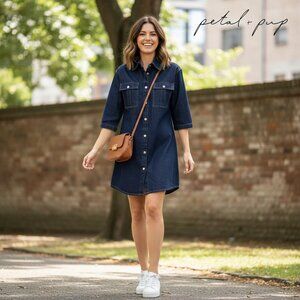 Petal & Pup Hailey Denim Mini Dress NWOT Blue XS